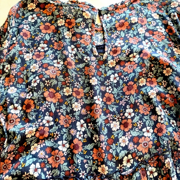 Knox Rose Floral Long Sleeve Dress - Blue, Orange and Reds - Boho - Picture 3 of 6